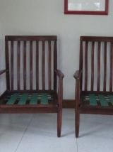 Deux fauteuils en teck Grete Jalk. 