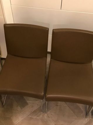 lot de 4 chaises en cuir marron foncé B&amp;B Italia by Antonio 