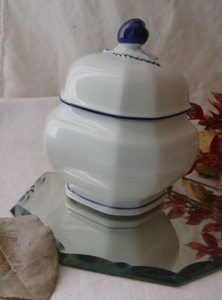 Petit pot bleu et blanc  en porcelaine de Bavière