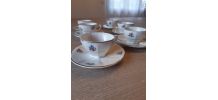 6 anciennes tasses et leurs sous tasses, vintage 1920, shabb