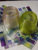 Lot de 2 plats en verre artisanaux