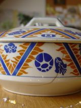 Soupière ou légumier ART DECO en faïence ancienne
