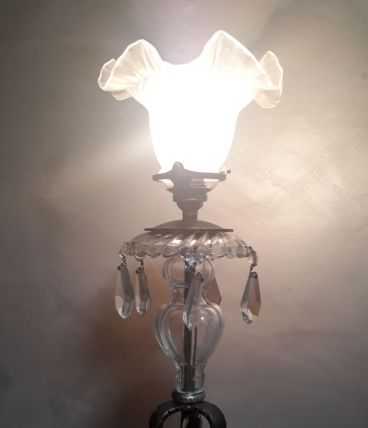 lampe fer forge et cristal  1920  