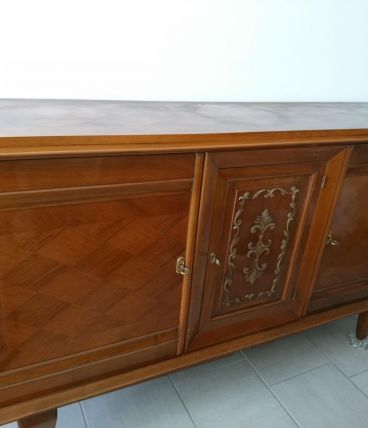 Bahut acajou vernis et marqueterie 