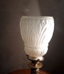 lampe  calice pied bronze et laiton tulipe  moule et presse 