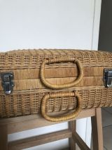 Valise en osier et tissu