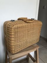 Valise en osier et tissu