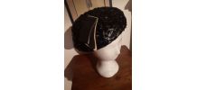 Chapeau paille de  riz ancien marine