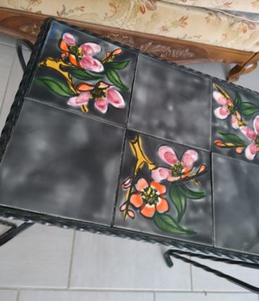 Table basse carrelée fer forgé