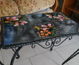 Table basse carrelée fer forgé