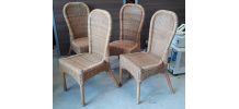 4 chaises rotin vintage 1970 avec  pastille