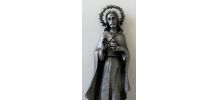 Statuette jésus auréolé en étain ciselé main signé 