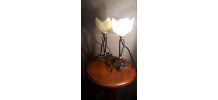 duo de petites lampes fer forge et tulipe    1920 a 30 