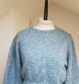 pull en laine  marron et bleu