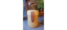 Ancien verre de curiste "Mont dore" et son étui en paille - 