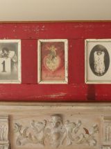 Ancien cadre en bois patiné pour cinq photos