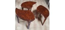 Table basse gigogne en loupe de thuya 1960 