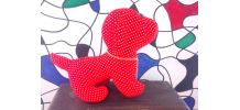 Chien rouge en tissu - Années 70