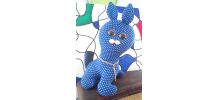 Chat bleu en tissu - Années 70