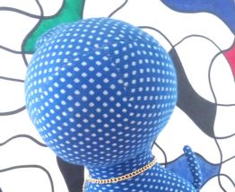 Chat bleu en tissu - Années 70