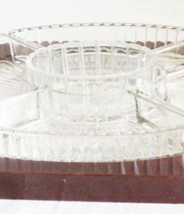 Plateau miroir avec compartiments art deco