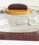 Plateau miroir avec compartiments art deco