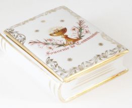 Bonbonnière en porcelaine souvenir de communion