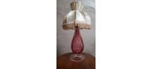 lampe  cristal murano verre soufflè  rose  Italie  magnifiqu