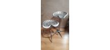 duo tabourets industriel  galvanise  pivotant  assise mais n