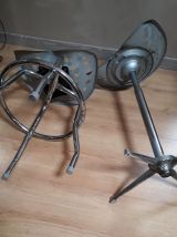 duo tabourets industriel  galvanise  pivotant  assise mais n