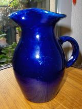 Pichet/carafe + 4 raviers émaillés bleu klein