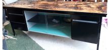 enfilade acier scandinave type industriel   plateau en bois 