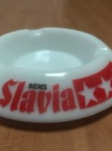 Ancien Cendrier Bière SLAVIA Blanc Publicitaire Vintage