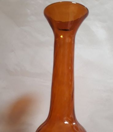 grand vase  en verre soufflè couleur caramel 39x14x11cm