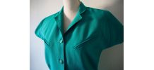 Robe fourreau boutonnée bleu vert turquoise vintage 80's