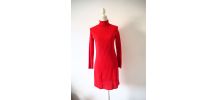 Robe pull col roulé rouge vif vintage 70's