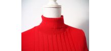 Robe pull col roulé rouge vif vintage 70's