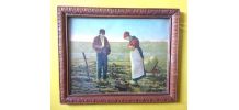 Tableau ancien d'une scène paysanne (reproduction)