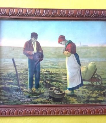 Tableau ancien d'une scène paysanne (reproduction)
