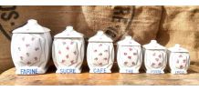 Série de 6 pots à épices en faïence