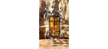 Ancienne suspension en métal et en verre jaune