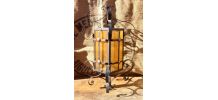 Ancienne suspension en métal et en verre jaune