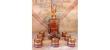 Service à liqueur en verre ambré 
