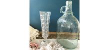 Vase rétro en verre moulé 