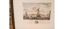 Ancienne gravure "Le port des sables d'olone" par N.Ozanne 