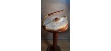 plateau apero art deco ,verre moulè ,bois et alu doré   ,mir
