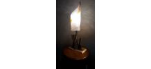 lampe  verre murano (italie) 1970  pied  racine  bois exotiq