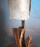 lampe  verre murano (italie) 1970  pied  racine  bois exotiq