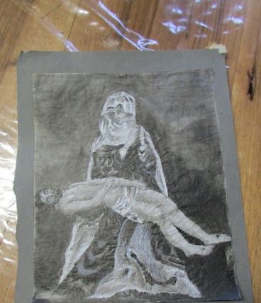 Dessin au fusain de ND de Pitié De Cap Breton