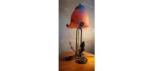 petit lampe fer forgé 1920  pate de verre  type muller non s